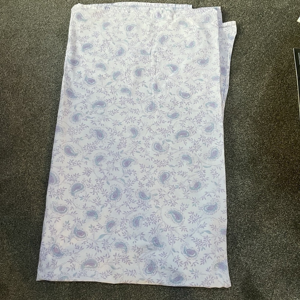 Pottery Barn Kids Flat Top Sheet Full Size Purple White Paisley Cottage Core